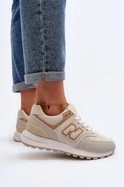 Online Boto Buty Sportowe Sneakersy Damskie Beżowe Alettesa