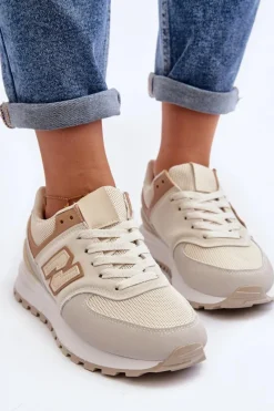 Online Boto Buty Sportowe Sneakersy Damskie Beżowe Alettesa