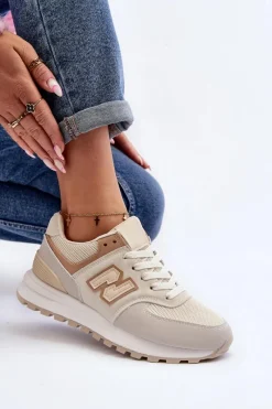 Online Boto Buty Sportowe Sneakersy Damskie Beżowe Alettesa