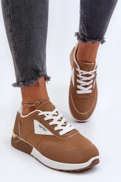 New Boto Buty Sportowe Sneakersy Damskie Brązowe Vovella Brązowy