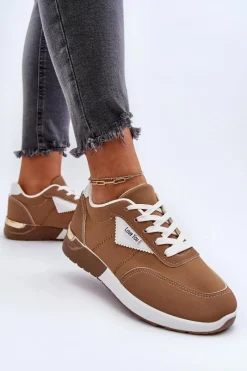 New Boto Buty Sportowe Sneakersy Damskie Brązowe Vovella Brązowy