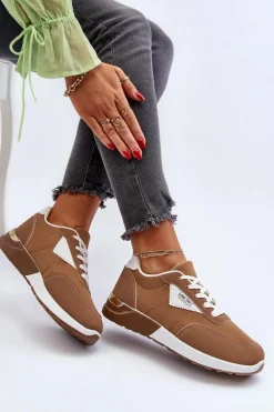 New Boto Buty Sportowe Sneakersy Damskie Brązowe Vovella Brązowy