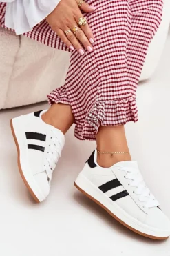 Online Boto Buty Sportowe Sneakersy Damskie Z Eko Skóry Białe Ravina