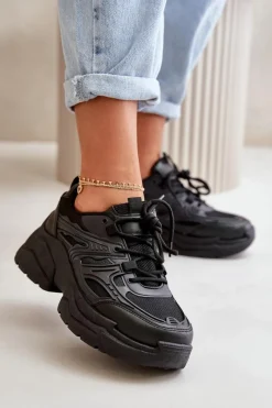 Boto Buty Sportowe Sneakersy Damskie Na Masywnej Podeszwie Czarne Lerista