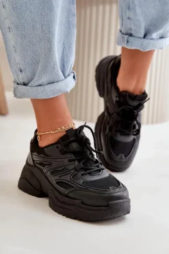 Boto Buty Sportowe Sneakersy Damskie Na Masywnej Podeszwie Czarne Lerista