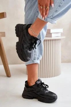 Boto Buty Sportowe Sneakersy Damskie Na Masywnej Podeszwie Czarne Lerista