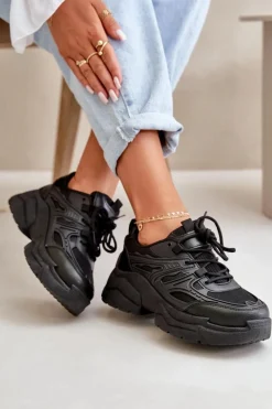 Boto Buty Sportowe Sneakersy Damskie Na Masywnej Podeszwie Czarne Lerista