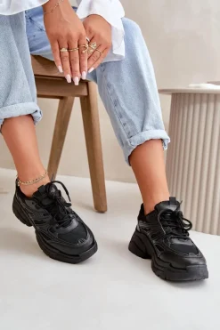 Boto Buty Sportowe Sneakersy Damskie Na Masywnej Podeszwie Czarne Lerista