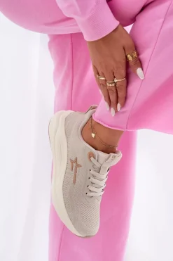 Buty Sportowe Big Star|Sneakersy Damskie>Big Star Shoes Buty Sportowe Sneakersy Damskie Big Star RR274A145 HI-POLY SYSTEM Beżowe Beżowy