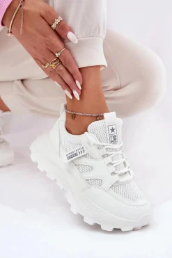 Online Boto Buty Sportowe Sneakersy Damskie Na Grubej Podeszwie Białe Prononice Biały
