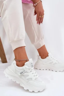 Online Boto Buty Sportowe Sneakersy Damskie Na Grubej Podeszwie Białe Prononice Biały