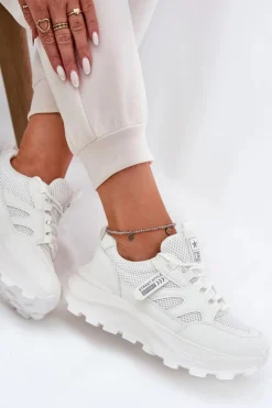 Online Boto Buty Sportowe Sneakersy Damskie Na Grubej Podeszwie Białe Prononice Biały