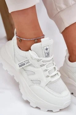 Online Boto Buty Sportowe Sneakersy Damskie Na Grubej Podeszwie Białe Prononice Biały