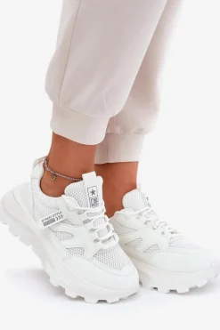 Online Boto Buty Sportowe Sneakersy Damskie Na Grubej Podeszwie Białe Prononice Biały