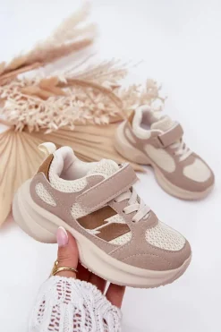 Chłopięce|Dziewczęce>Boto Buty Sportowe Sneakersy Dziecięce Na Rzep Beżowe Selinea Beżowy