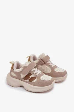 Chłopięce|Dziewczęce></noscript>Boto Buty Sportowe Sneakersy Dziecięce Na Rzep Beżowe Selinea Beżowy