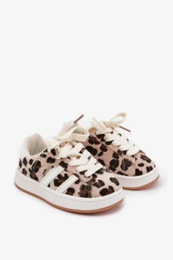 Outlet Boto Buty Sportowe Sneakersy Dziecięce Panterka Beżowe Amelle