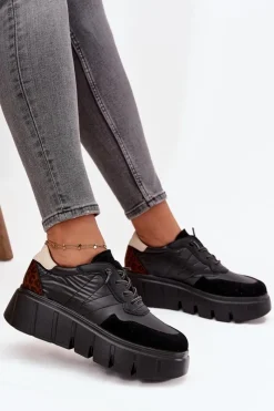 Sneakersy Damskie>Buty damskie Vinceza Buty Sportowe Sneakersy Damskie Na Platformie Vinceza 58565 Czarne