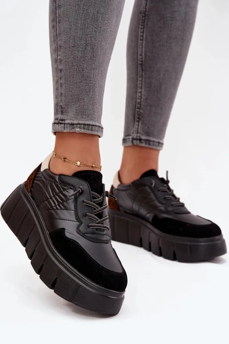 Sneakersy Damskie>Buty damskie Vinceza Buty Sportowe Sneakersy Damskie Na Platformie Vinceza 58565 Czarne