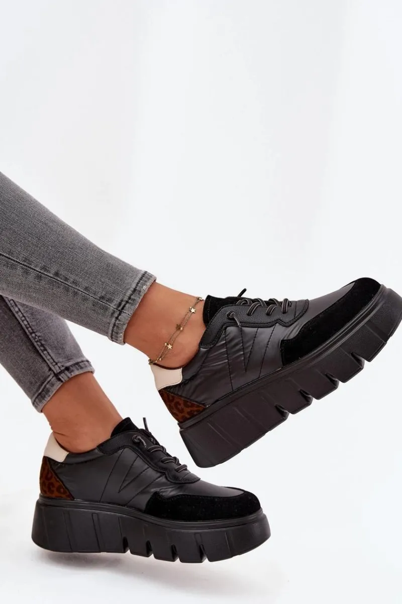 Sneakersy Damskie>Buty damskie Vinceza Buty Sportowe Sneakersy Damskie Na Platformie Vinceza 58565 Czarne