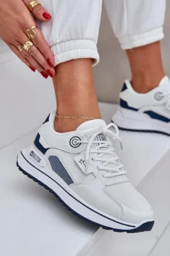 Discount Big Star Shoes Buty Sportowe Sneakersy Damskie Big Star NN274A103 HI-POLY SYSTEM Biało-Granatowe