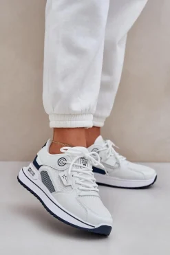 Discount Big Star Shoes Buty Sportowe Sneakersy Damskie Big Star NN274A103 HI-POLY SYSTEM Biało-Granatowe