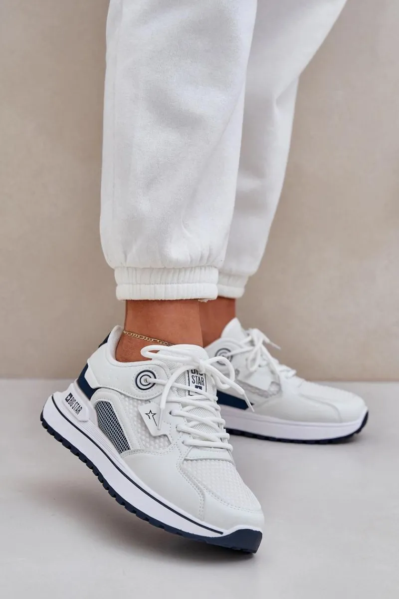 Discount Big Star Shoes Buty Sportowe Sneakersy Damskie Big Star NN274A103 HI-POLY SYSTEM Biało-Granatowe