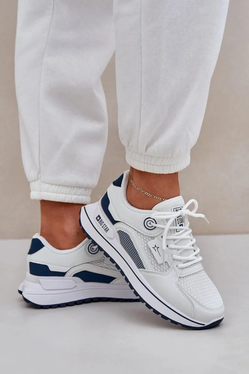 Discount Big Star Shoes Buty Sportowe Sneakersy Damskie Big Star NN274A103 HI-POLY SYSTEM Biało-Granatowe