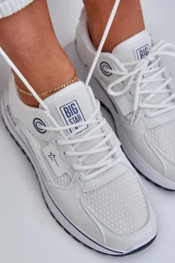 Discount Big Star Shoes Buty Sportowe Sneakersy Damskie Big Star NN274A103 HI-POLY SYSTEM Biało-Granatowe