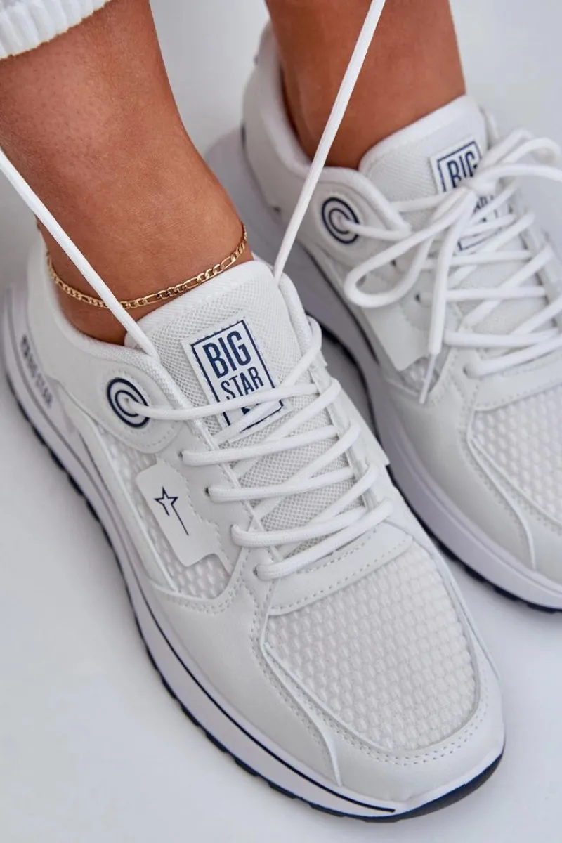 Discount Big Star Shoes Buty Sportowe Sneakersy Damskie Big Star NN274A103 HI-POLY SYSTEM Biało-Granatowe