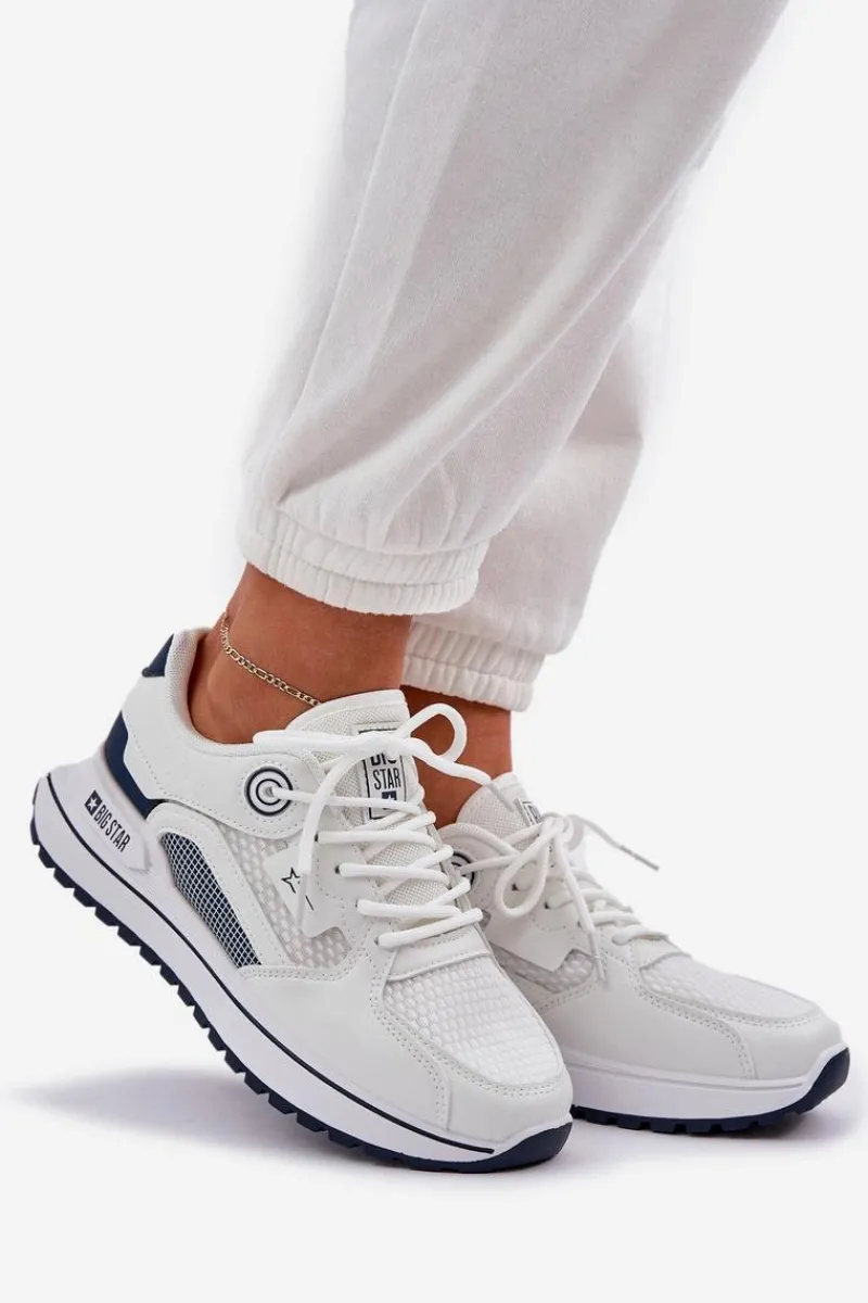 Discount Big Star Shoes Buty Sportowe Sneakersy Damskie Big Star NN274A103 HI-POLY SYSTEM Biało-Granatowe