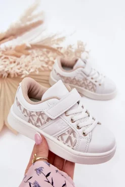 Online Boto Buty Sportowe Sneakersy Dziecięce Z Eko Skóry Biało-Beżowe Anelisa