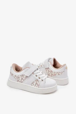 Online Boto Buty Sportowe Sneakersy Dziecięce Z Eko Skóry Biało-Beżowe Anelisa