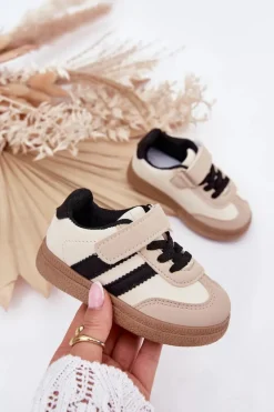Chłopięce|Dziewczęce>Boto Buty Sportowe Sneakersy Dziecięce Na Rzep Beżowe Adelina Beżowy