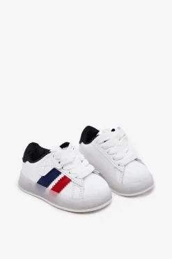 Clearance Buty Sportowe Sneakersy Dziecięce Ze Świecącą Podeszwą Biało-Czarne Arielle Dzieci Chłopięce|Dziewczęce