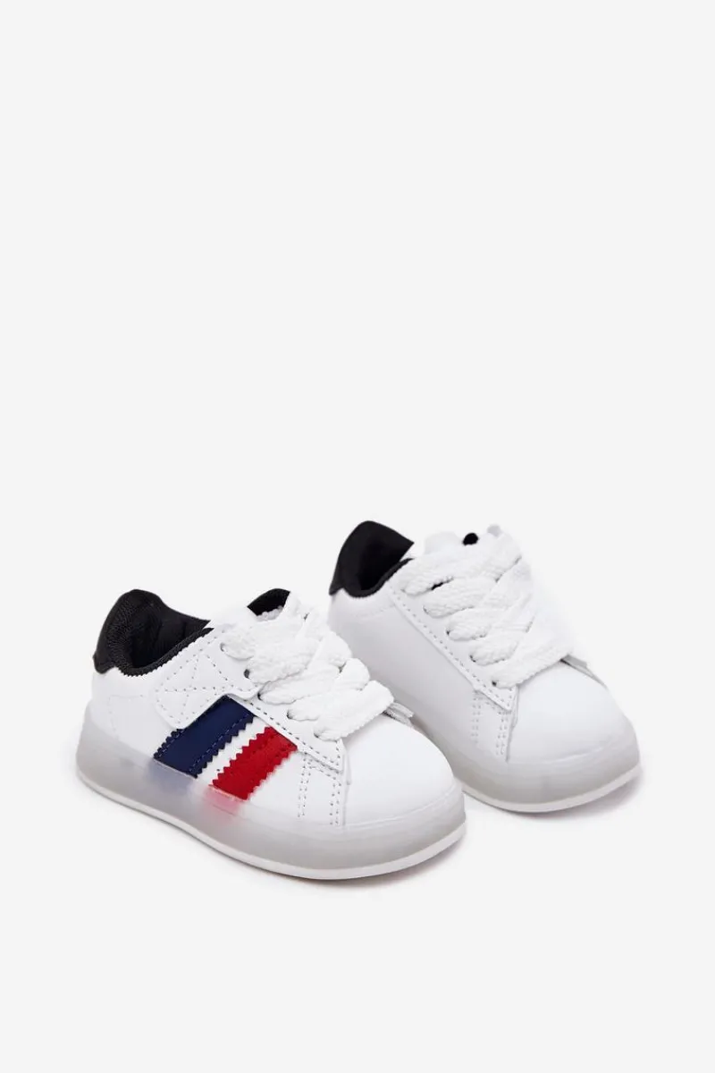 Clearance Buty Sportowe Sneakersy Dziecięce Ze Świecącą Podeszwą Biało-Czarne Arielle Dzieci Chłopięce|Dziewczęce