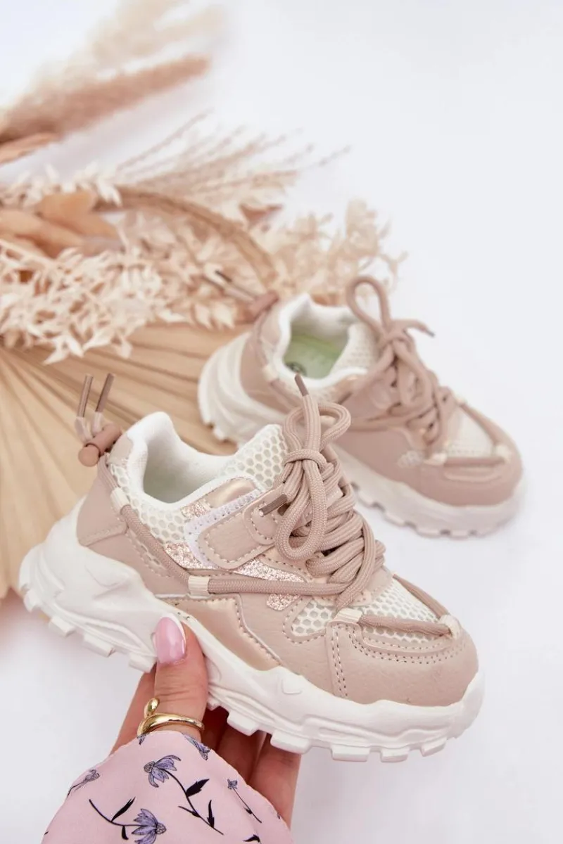 Clearance Buty Sportowe Sneakersy Dziecięce Beżowe Tilvianea Dzieci Chłopięce|Dziewczęce