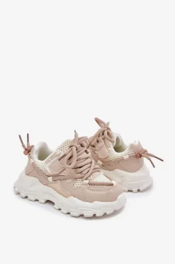 Clearance Buty Sportowe Sneakersy Dziecięce Beżowe Tilvianea Dzieci Chłopięce|Dziewczęce