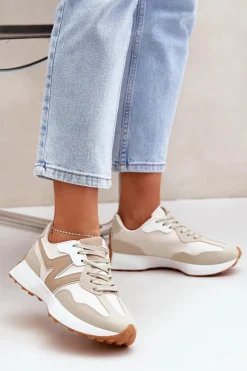 Sneakersy Damskie>Boto Buty Sportowe Sneakersy Damskie Beżowe Britma Beżowy