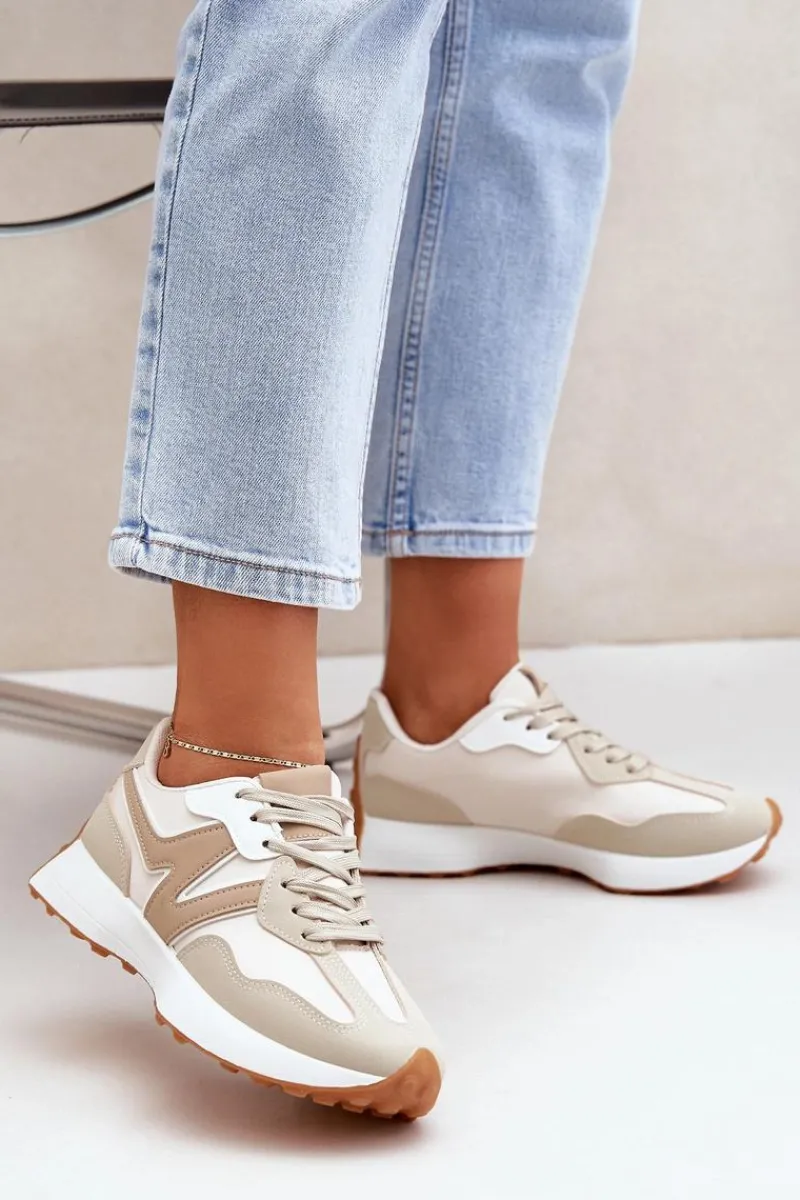 Sneakersy Damskie>Boto Buty Sportowe Sneakersy Damskie Beżowe Britma Beżowy