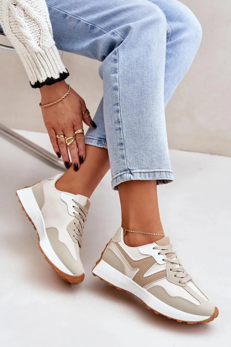 Sneakersy Damskie>Boto Buty Sportowe Sneakersy Damskie Beżowe Britma Beżowy
