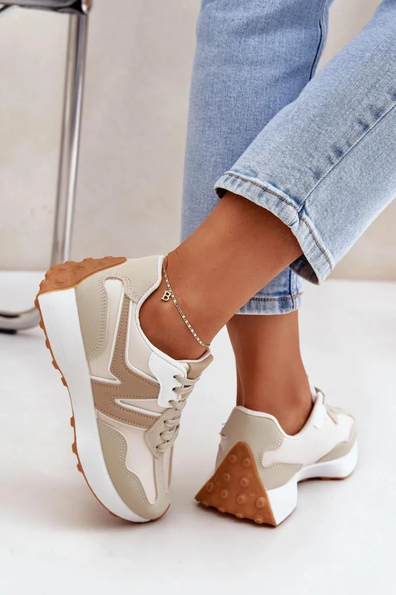Sneakersy Damskie>Boto Buty Sportowe Sneakersy Damskie Beżowe Britma Beżowy