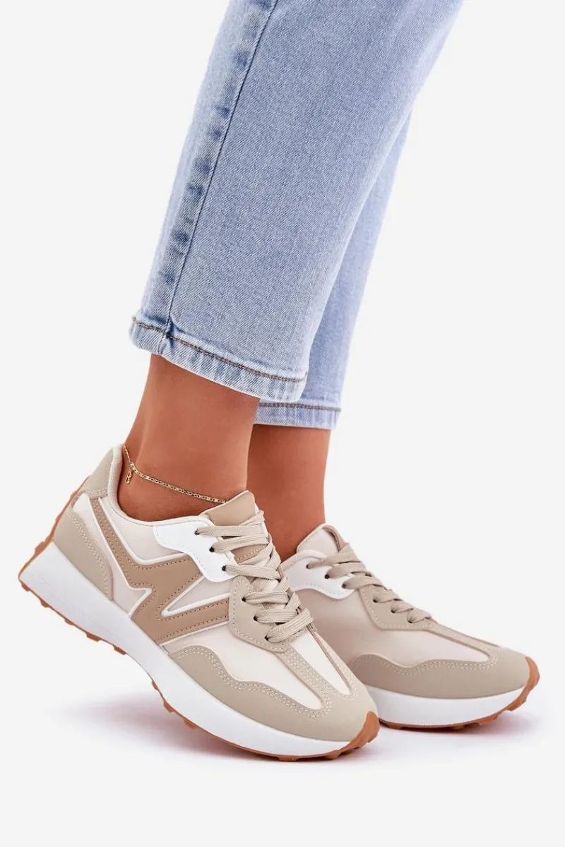 Sneakersy Damskie>Boto Buty Sportowe Sneakersy Damskie Beżowe Britma Beżowy