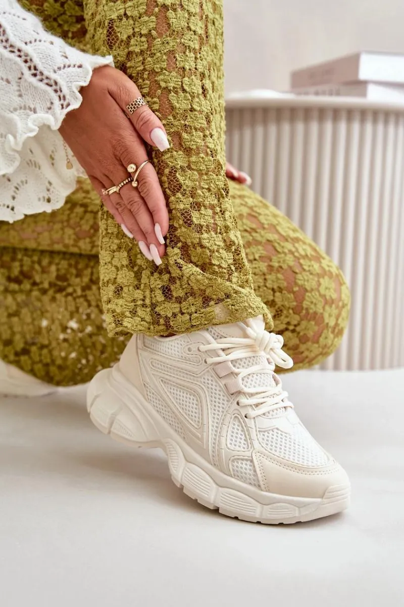 Sneakersy Damskie>Boto Buty Sportowe Sneakersy Damskie Beżowe Timoci Beżowy