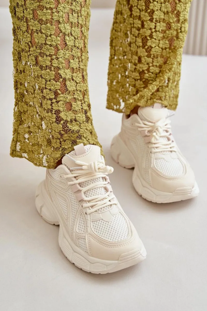 Sneakersy Damskie>Boto Buty Sportowe Sneakersy Damskie Beżowe Timoci Beżowy