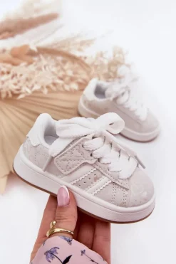 New Buty Sportowe Sneakersy Dziecięce W Serduszka Białe Mirelle Dzieci Dziewczęce|Back To School