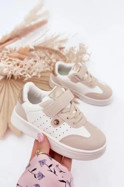 Best Boto Buty Sportowe Sneakersy Dziewczęce Na Rzep Beżowe Zarina Beżowy