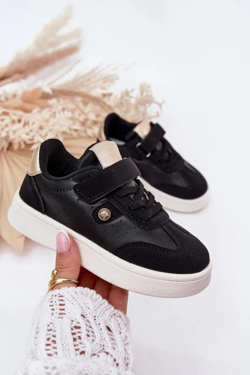 Clearance Buty Sportowe Sneakersy Dziewczęce Na Rzep Czarne Zarina Dzieci Dziewczęce|Back To School