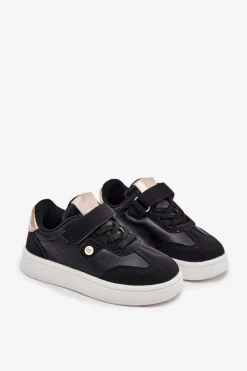 Clearance Buty Sportowe Sneakersy Dziewczęce Na Rzep Czarne Zarina Dzieci Dziewczęce|Back To School