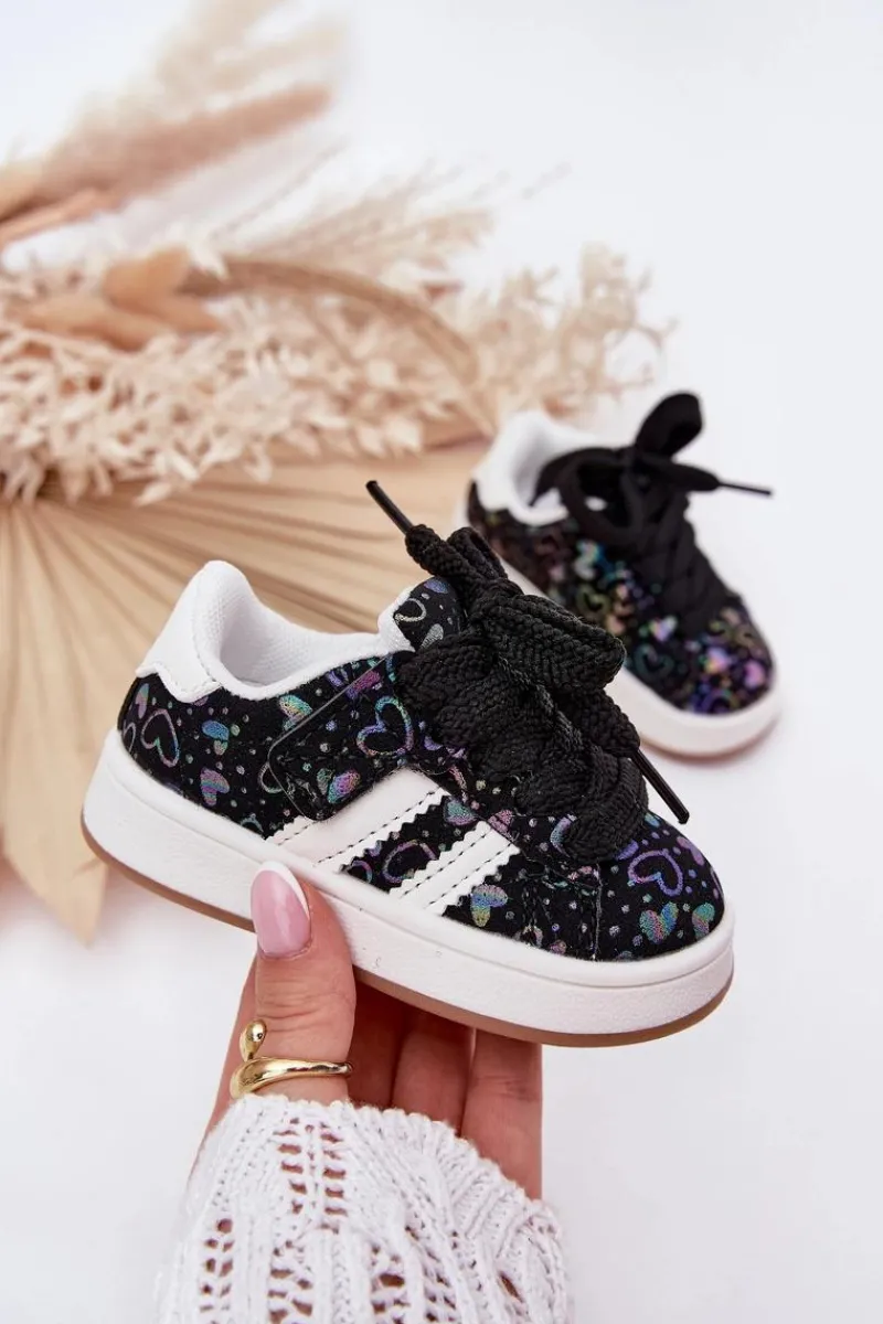Dziewczęce|Back To School>Boto Buty Sportowe Sneakersy Dziecięce W Serduszka Czarne Mirelle